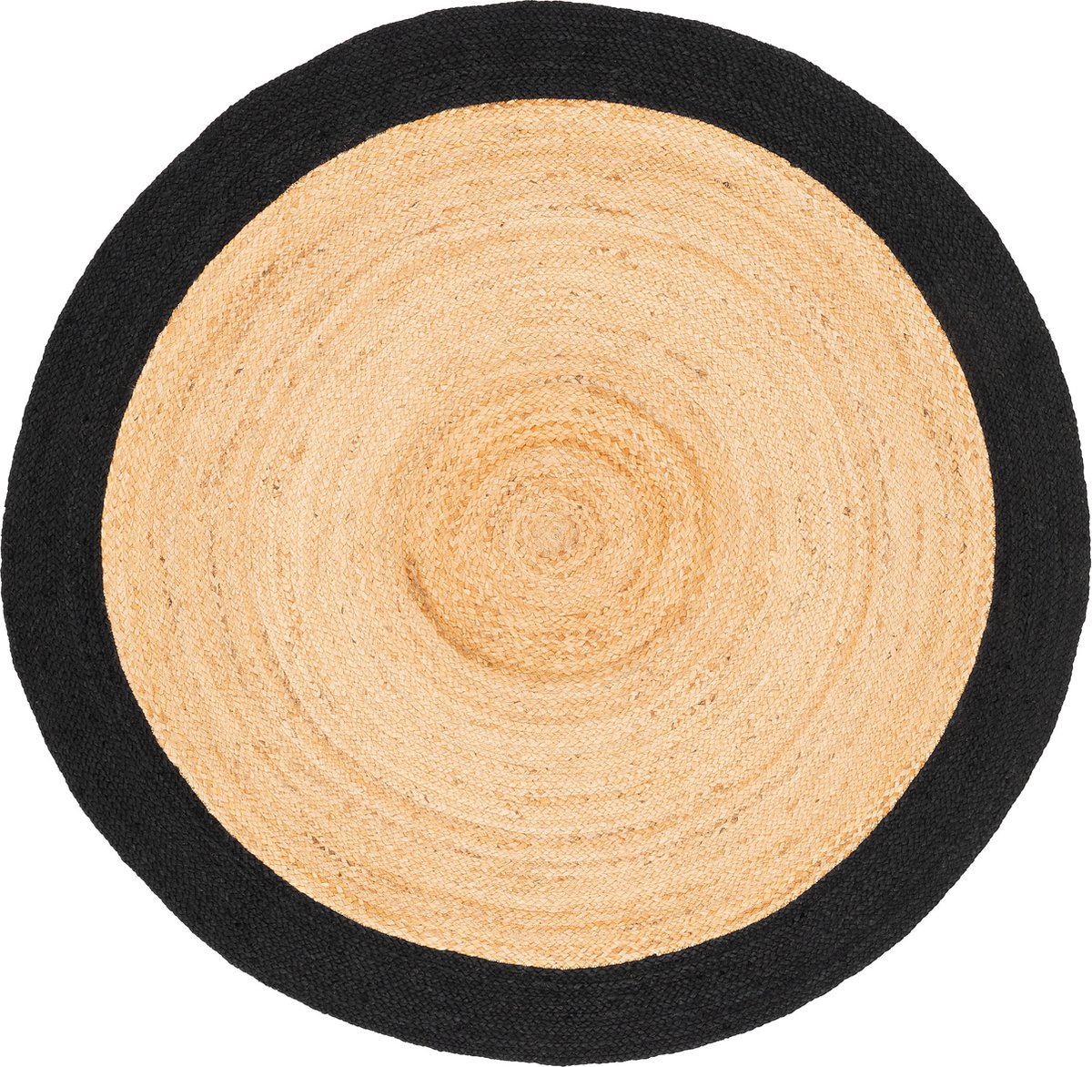 Pergamon Natuurvezel tapijt Jute Salsa rand rond Beige Zwart