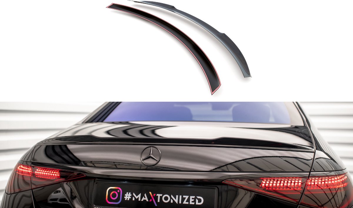 Maxton Design Mercedes S Klasse W223 AMG Line 3D Achterklep Spoiler Extention Versie 1 Hoogglans Zwart