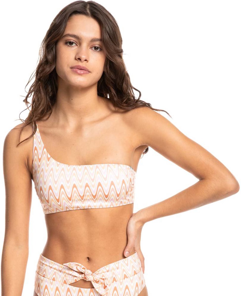 Quiksilver Classic One Shoulder Aop Bikinitop M Vrouw Cosmic Ripples Bleached Mauve