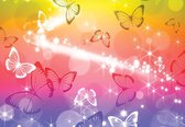 Fotobehang - Vlies Behang - Vlinders - Regenboogkleuren - 368 x 254 cm
