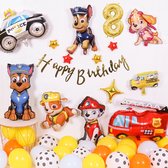 Loha-party® Honden Thema Versiering ballonen-Verjaardag pakket-Cijfer ballonnen-8-Ryder-Chase-Marshall-Skye-Rocky-Rubble-Zuma-brandweer auto-Politie auto-Happy birthday-Folie ballonnen