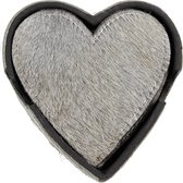 Onderzetter koehuid hart grijs (set of 4)