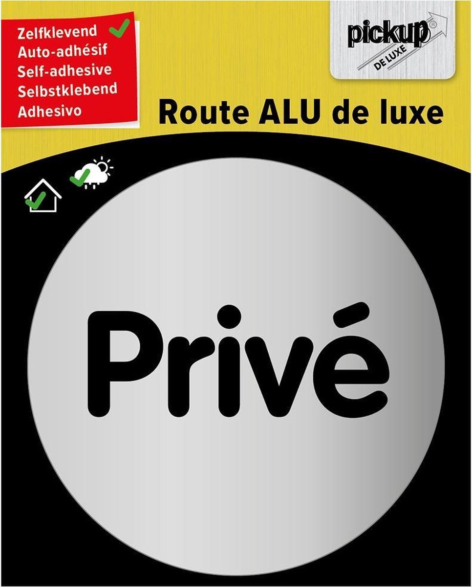 Pickup route rond diameter brushed alu Prive - tekst rond diameter 80 mm