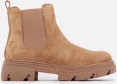 Beige chelsea suede boots