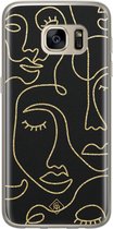 Samsung S7 hoesje siliconen - Abstract faces | Samsung Galaxy S7 case | zwart | TPU backcover transparant