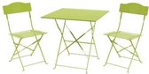 Bistroset 2 personen - Tafel 70x70 cm + 2 stoelen - Gepoedercoat staal - Groen - HIENO