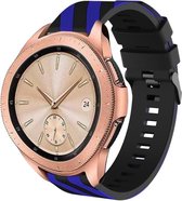 Siliconen Smartwatch bandje - Geschikt voor  Samsung Galaxy Watch gestreept siliconen bandje 42mm - zwart/blauw - Horlogeband / Polsband / Armband