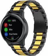 Stalen Smartwatch bandje - Geschikt voor  Garmin Vivoactive 4 stalen band - 45mm - zwart/goud - Horlogeband / Polsband / Armband