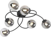 QAZQA athens - Moderne Plafondlamp - 6 lichts - L 520 mm - Zwart - Woonkamer | Slaapkamer | Keuken