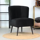 Bronx71® Velvet fauteuil zwart Lyla - Zetel 1 persoons - Relaxstoel - Kleine fauteuil - Velvet stof