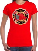 Brandweer logo verkleed t-shirt / outfit rood voor dames S