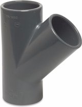 Mega T-stuk 45° PVC-U 63 mm lijmmof 10bar grijs