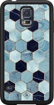 Samsung S5 hoesje - Blue cubes | Samsung Galaxy S5 case | Hardcase backcover zwart