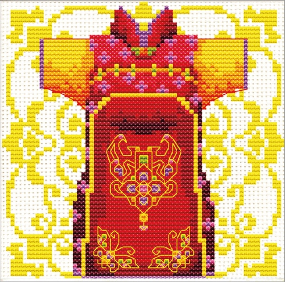 Volledige Borduurpakketen Volwassenen - Voorbedrukt - Hobby en Creatief - Borduurset - Voorbedrukt borduurpakket Male Geisha Red Needleart World 140.020 op aida