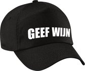 Geef wijn fun pet zwart voor dames en heren - geef wijn baseball cap - carnaval fun accessoire