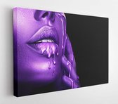 Onlinecanvas - Schilderij - Abstract Violet Makeup. Lipstick Dripping.- Art Horizontal Horizontal - Multicolor - 60 X 80 Cm