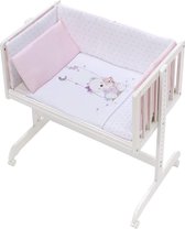 Interbaby Wieg Swing Bear 55 X 85 Cm Hout Wit/roze 5-delig