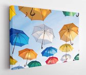 Onlinecanvas - Schilderij - Umbrellas Art Flying Art Horizontal Horizontal - Multicolor - 60 X 80 Cm