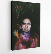 Onlinecanvas - Schilderij - Woman With Paint On Her Body Art Vertical Vertical - Multicolor - 115 X 75 Cm