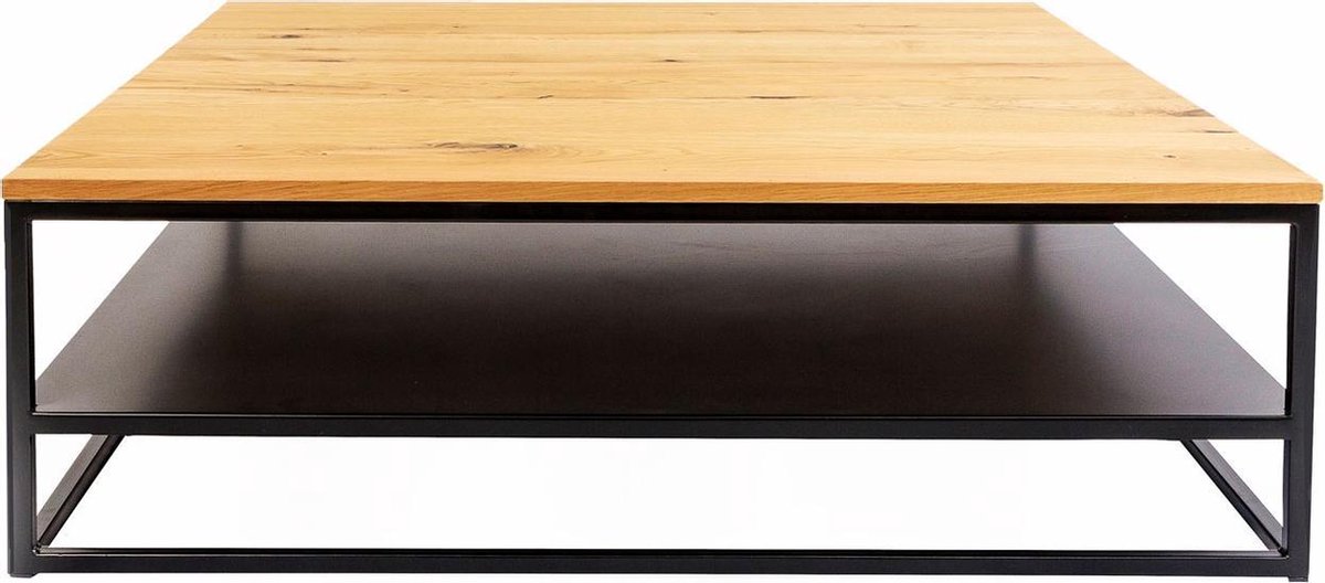 Bol Com 24designs Salontafel Power Vierkant 110 Cm Eiken Tafelblad Metalen Onderstel