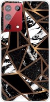 Marmer TPU Back Cover - Samsung Galaxy S21 Ultra Hoesje - Zwart / Goud