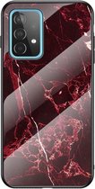 Marble Glass Back Cover - Samsung Galaxy A52 / A52s Hoesje - Rood