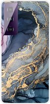 Marmer TPU Back Cover - Samsung Galaxy S21 Plus Hoesje - Blauw / Goud