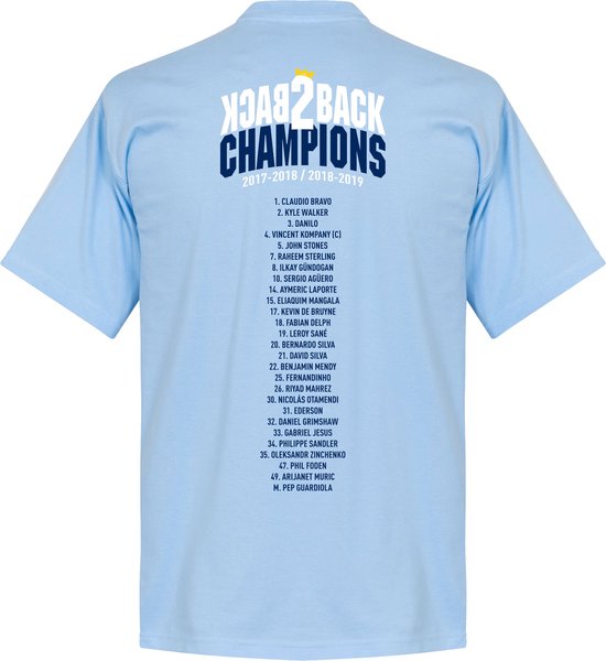 City Back to Back Champions Squad T-Shirt - Lichtblauw - XL