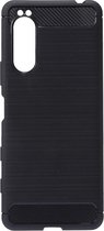 Shop4 - Sony Xperia 5 II Hoesje - Zachte Back Case Brushed Carbon Zwart