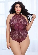 Queen Size Eyelash Lace Teddy - Mulberry - Queen Size