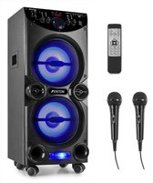 Karaoke set - Fenton LIVE2104 verrijdbare karaokeset met twee microfoons, Bluetooth, mp3 speler en disco LED's