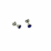 Aramat jewels ® - Oorbellen donker blauw kristal chirurgisch staal zilverkleurig 6mm