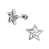 Aramat jewels ® - Zweerknopjes oorbellen ster zilverkleurig chirurgisch staal 10mm