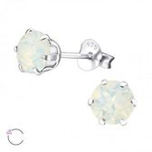 Aramat jewels ® - Zilveren oorbellen 6mm witte opaal swarovski elements kristal