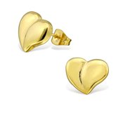 Aramat jewels ® - Hartjes oorbellen goudkleurig chirurgisch staal 10mm x 12mm dames