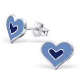 Aramat jewels ® - 925 sterling zilveren oorbellen hartje blauw