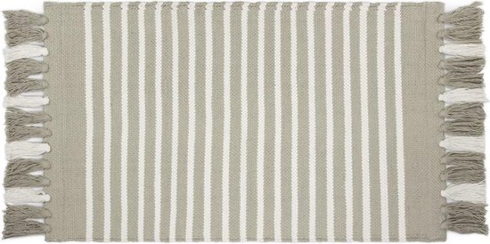 Walra Badmat Stripes & Structure - 60x100 - 100% Katoen - Taupe / Wit