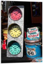Forex - Klokken van Verschillende Landen Stoplicht  - 60x90cm Foto op Forex