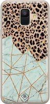 Samsung A6 2018 hoesje siliconen - Luipaard marmer mint | Samsung Galaxy A6 2018 case | Bruin | TPU backcover transparant