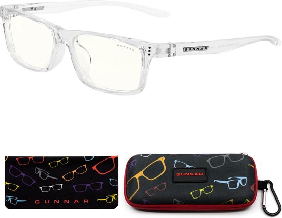 GUNNAR Gaming- en Computerbril - Kids - Cruz Kids Large (Leeftijd 8-12), Crystal Frame, Clear Tint - Blauw Licht Bril, Beeldschermbril, Blue Light Glasses, Leesbril, UV Filter