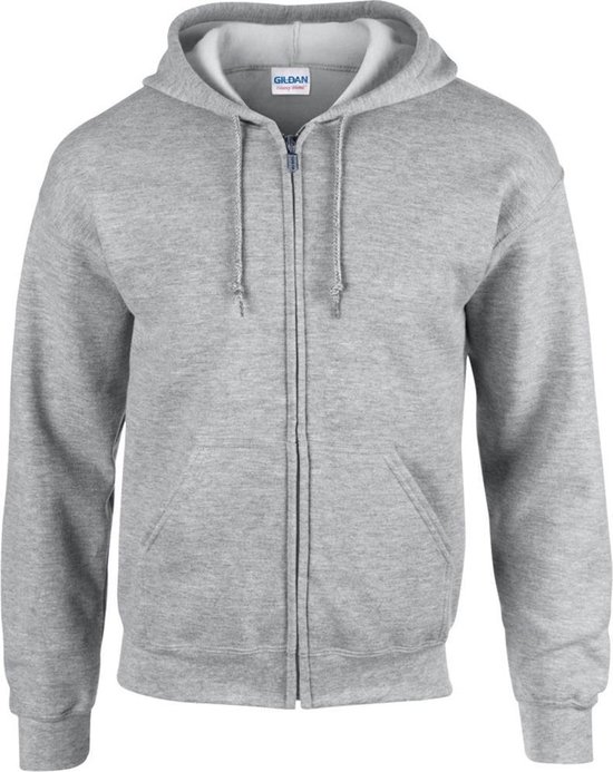 Gildan Zware Blend Unisex Adult Full Zip Hooded Sweatshirt Top (Sportgrijs)