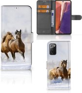 GSM Hoesje Geschikt voor Samsung Galaxy Note 20 Wallet Book Case Paarden