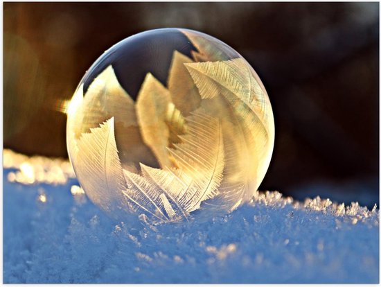 Poster – Glazen Bal met Sneeuwvlokken - 40x30cm Foto op Posterpapier