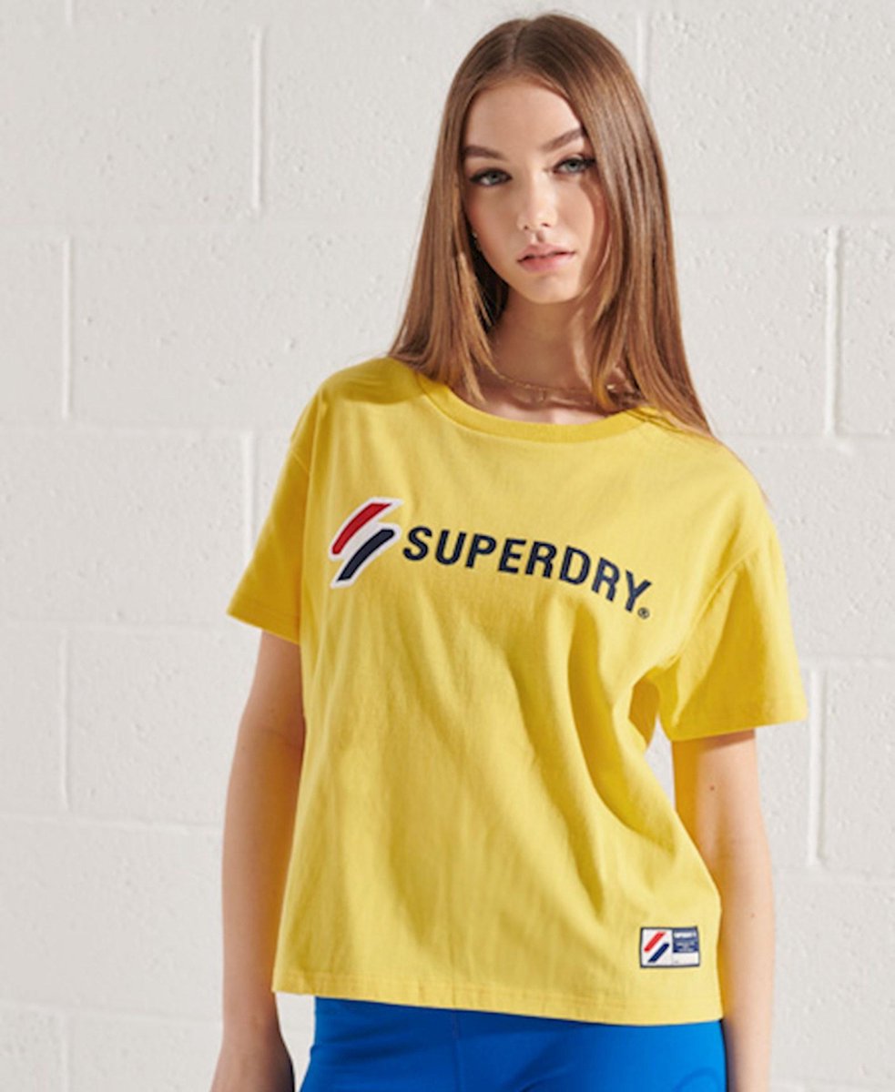 Superdry Dames tshirt Wijdvallend Sportstyle T-shirt met afbeelding Geel