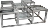 By Kohler Salontafel met helder glas zilver metaal 120x120x40cm (104960)