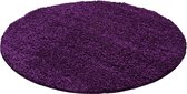 Rond Shaggy Tapijt 50 mm Poolhoogte Paars kleur