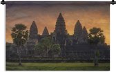 Wandkleed Angkor Wat - Zonsopgang bij de Tempel van Angkor Wat Cambodja Wandkleed katoen 180x120 cm - Wandtapijt met foto XXL / Groot formaat!