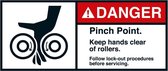 Danger Pinch point sticker, ANSI, 2 per vel 70 x 160 mm