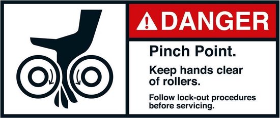 Danger Pinch point sticker, ANSI, 2 per vel 70 x 160 mm | bol.