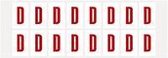 Letter stickers alfabet - 20 kaarten - rood wit teksthoogte 25 mm Letter D